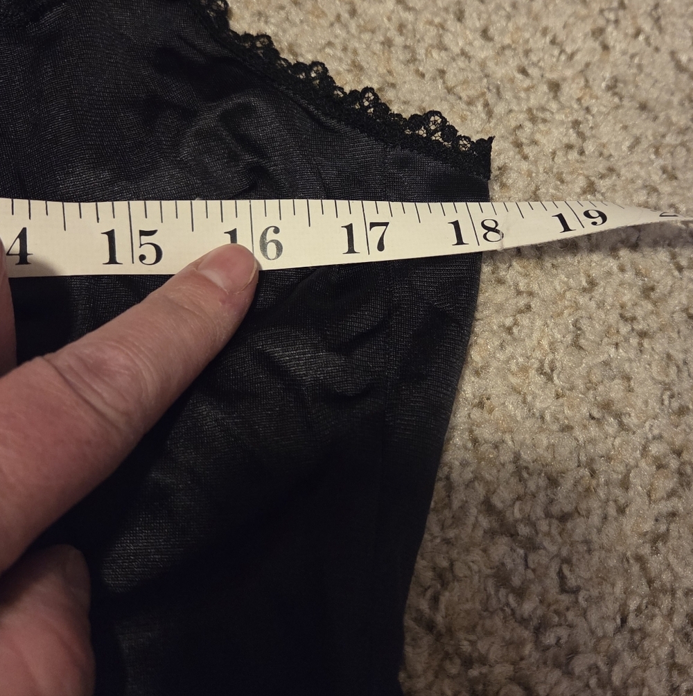 Vintage ILGWU Maidenform Black Lace Silky Slip Lingerie Dress Women's Size 36 - Picture 8 of 9